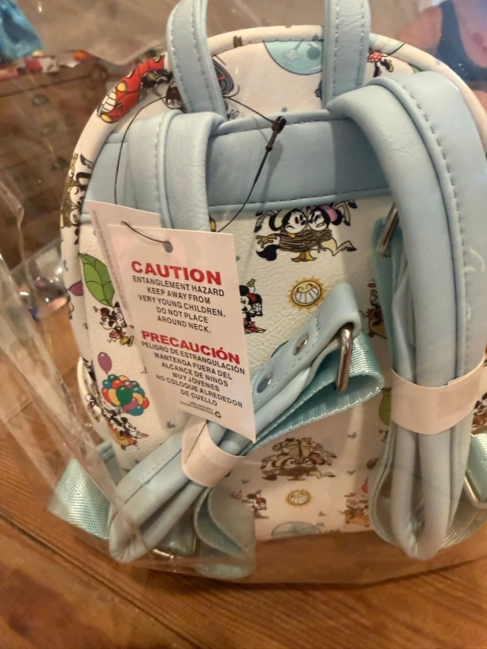 Loungefly White Mickey & Friends Mini Backpack with Light Blue Trim - Picture 2 of 2